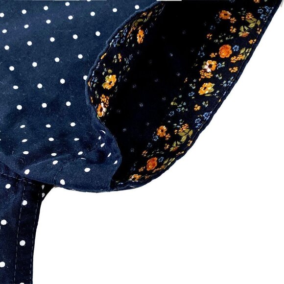 Denim & Flower Ricky Singh Mens size Large Button Front S/S Shirt Navy Polka Dot - Picture 6 of 10